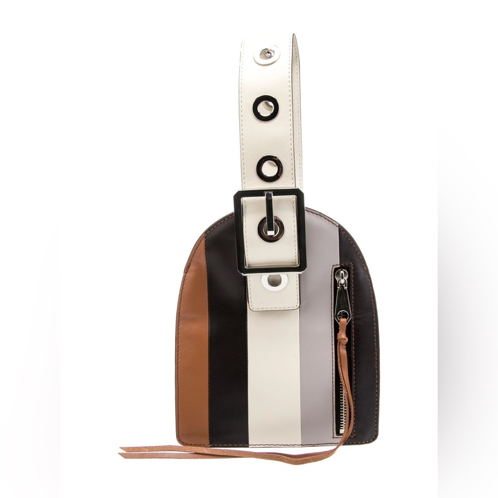 Rebecca Minkoff Striped Leather Crossbody Bag in White, Black, Brown